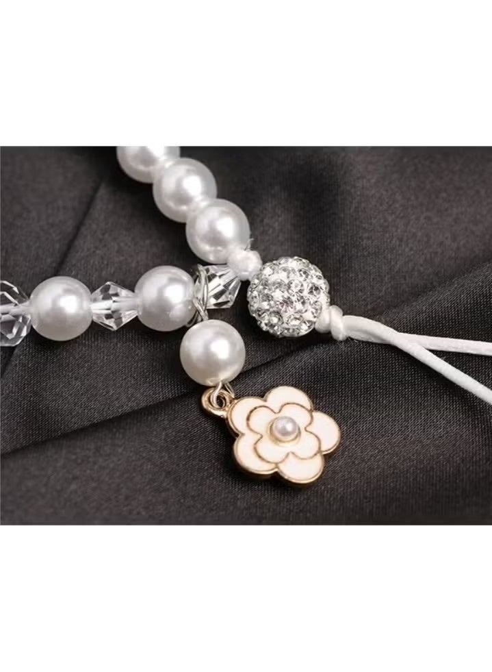 Little Fragrance Pearl Mobile Phone Chain - Small Flower Pendant Mobile Phone Lanyard - Beaded Charm - Mobile Phone Camera Wallet MP3 MP4 iPod PSP Keychain for Women Wristband - Image 4